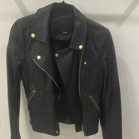 Blank NYC Black and Gold Leather Biker Jacket - Picture 1 of 2